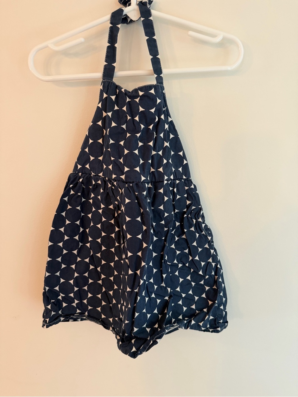 Old Navy Navy and White Geometric Halter Romper